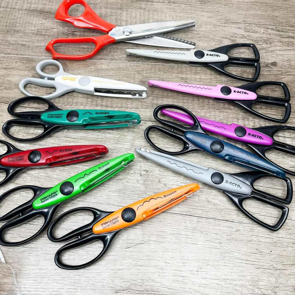 Fiskars X-ACTO Decorative Edge Scissors Lot Pinking Shears Scrapbooking 10pc